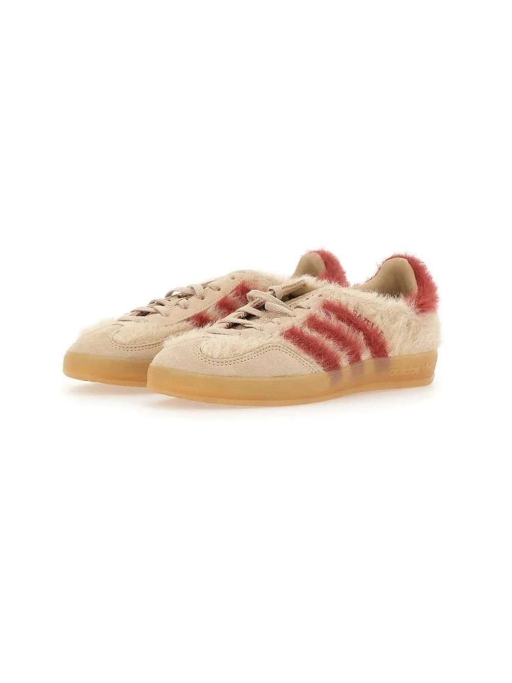 Adidas Originals Gazelle Indoor Fuzzy Suede Sneakers Beige Red NWT US 7,5 - Picture 5 of 7